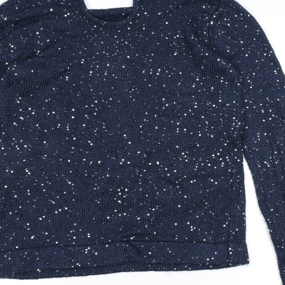 Monton Womens Blue Knit Pullover Jumper Size M