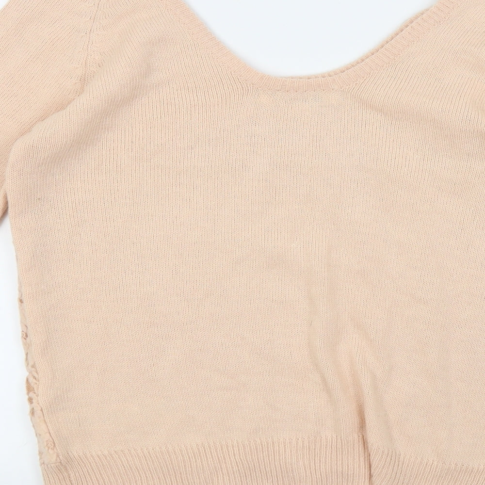 New Look Womens Pink Floral Pullover Jumper Size 16