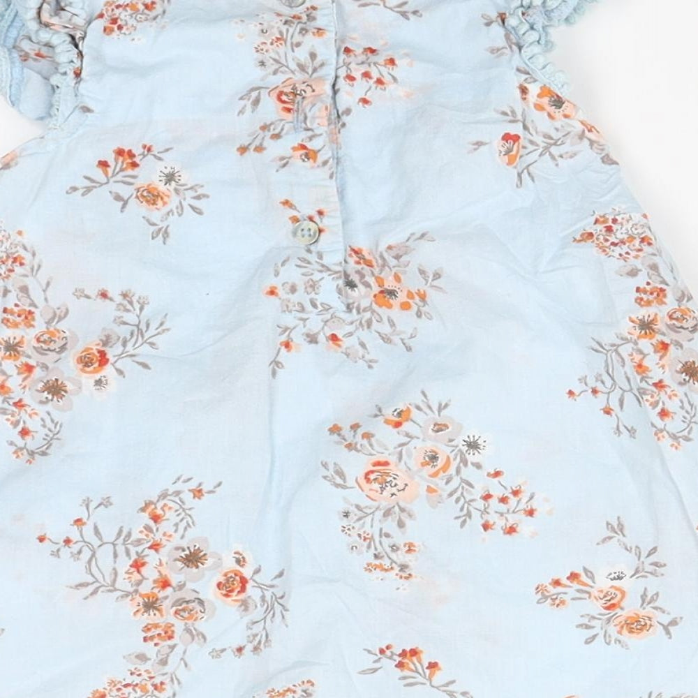 NEXT Girls Blue Floral A-Line Size 3-6 Months - pleated front