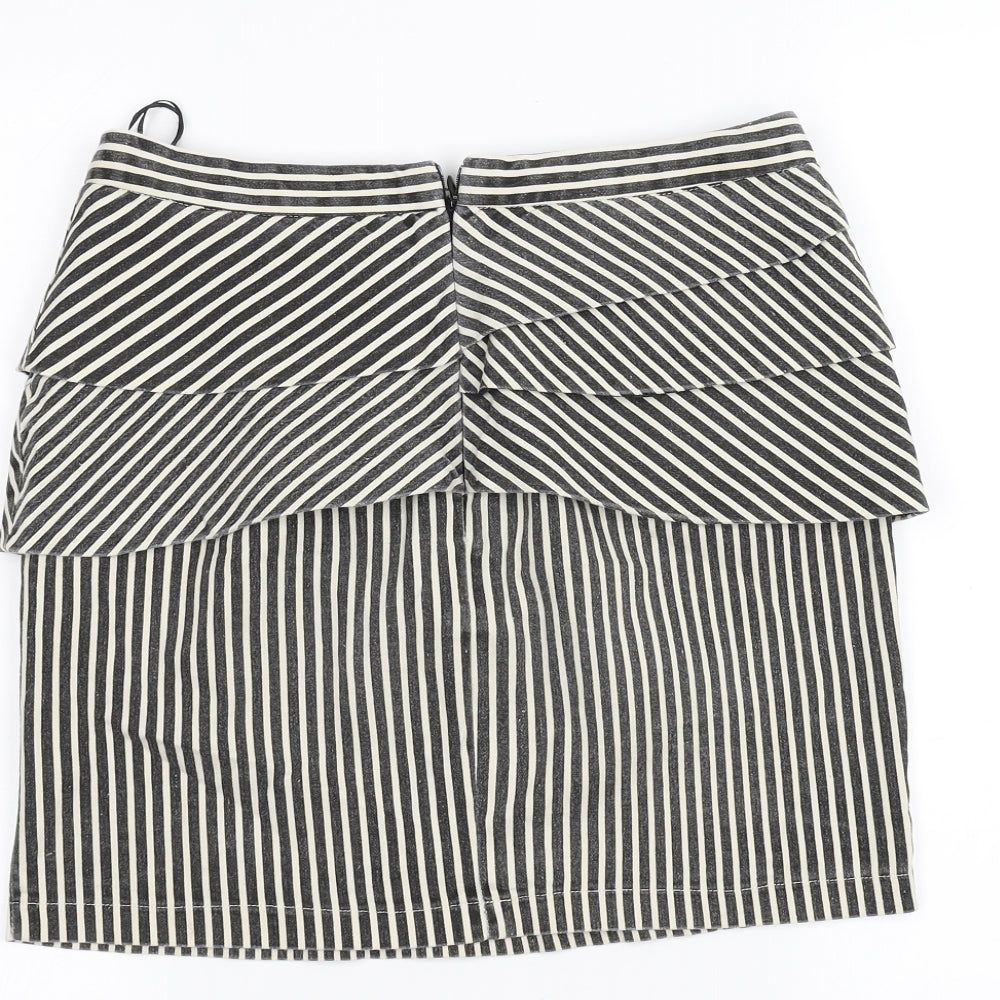 Apricot Womens White Striped A-Line Skirt Size S