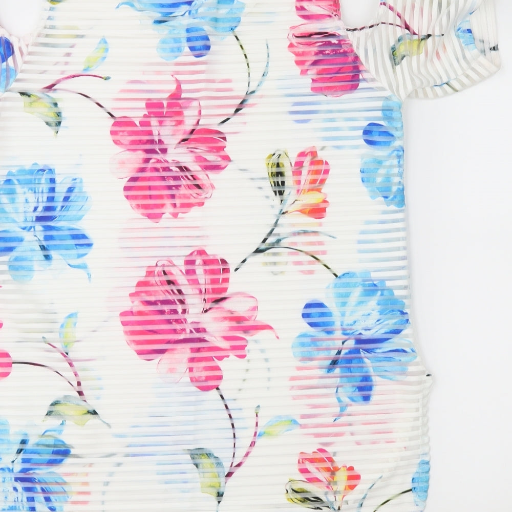 I-X London Womens Ivory Floral Basic Blouse Size 12