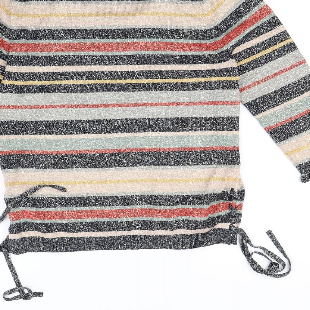 Cream Womens Multicoloured Striped Pullover Jumper Size M
