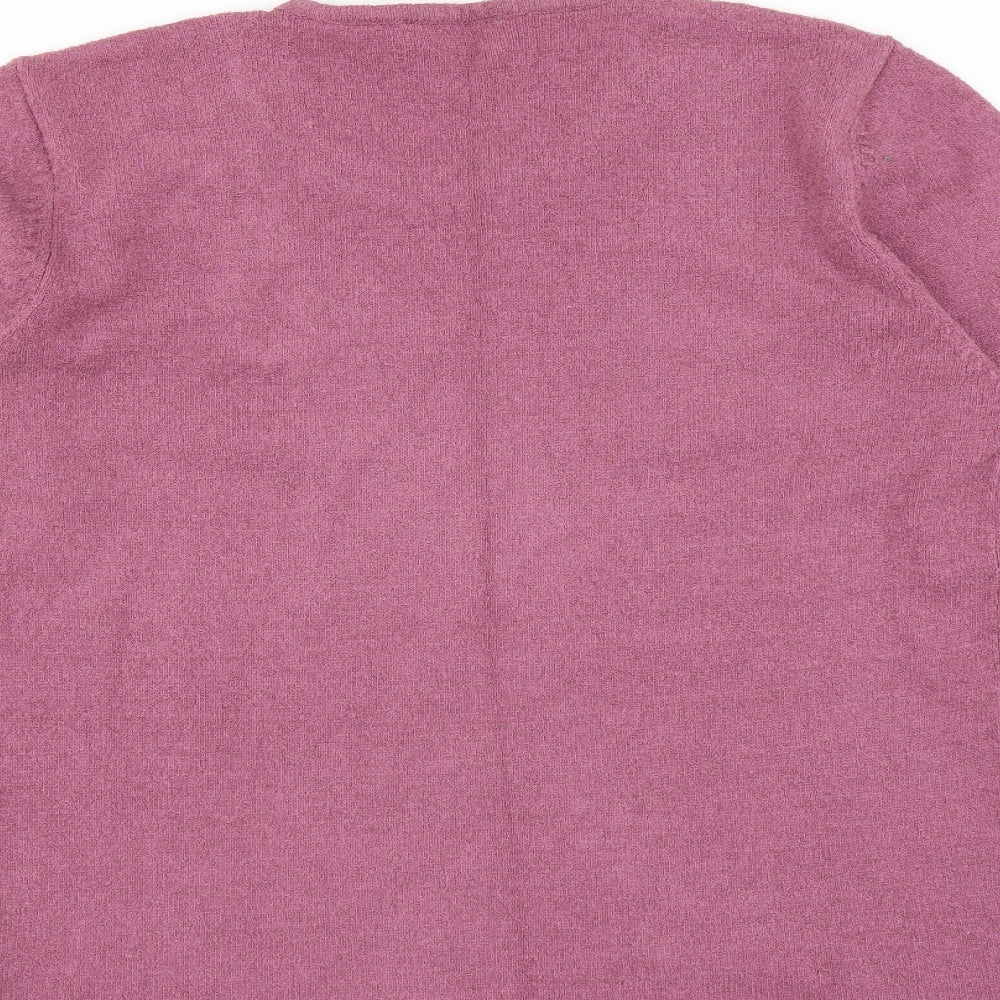 Vilona Womens Pink Pullover Jumper Size 16 - Floral embroidery