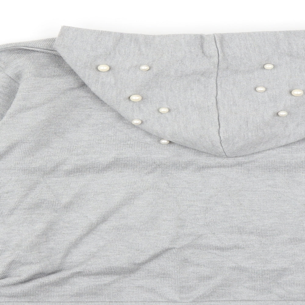 Zara Girls Grey Pullover Hoodie Size 10 Years - beaded detail