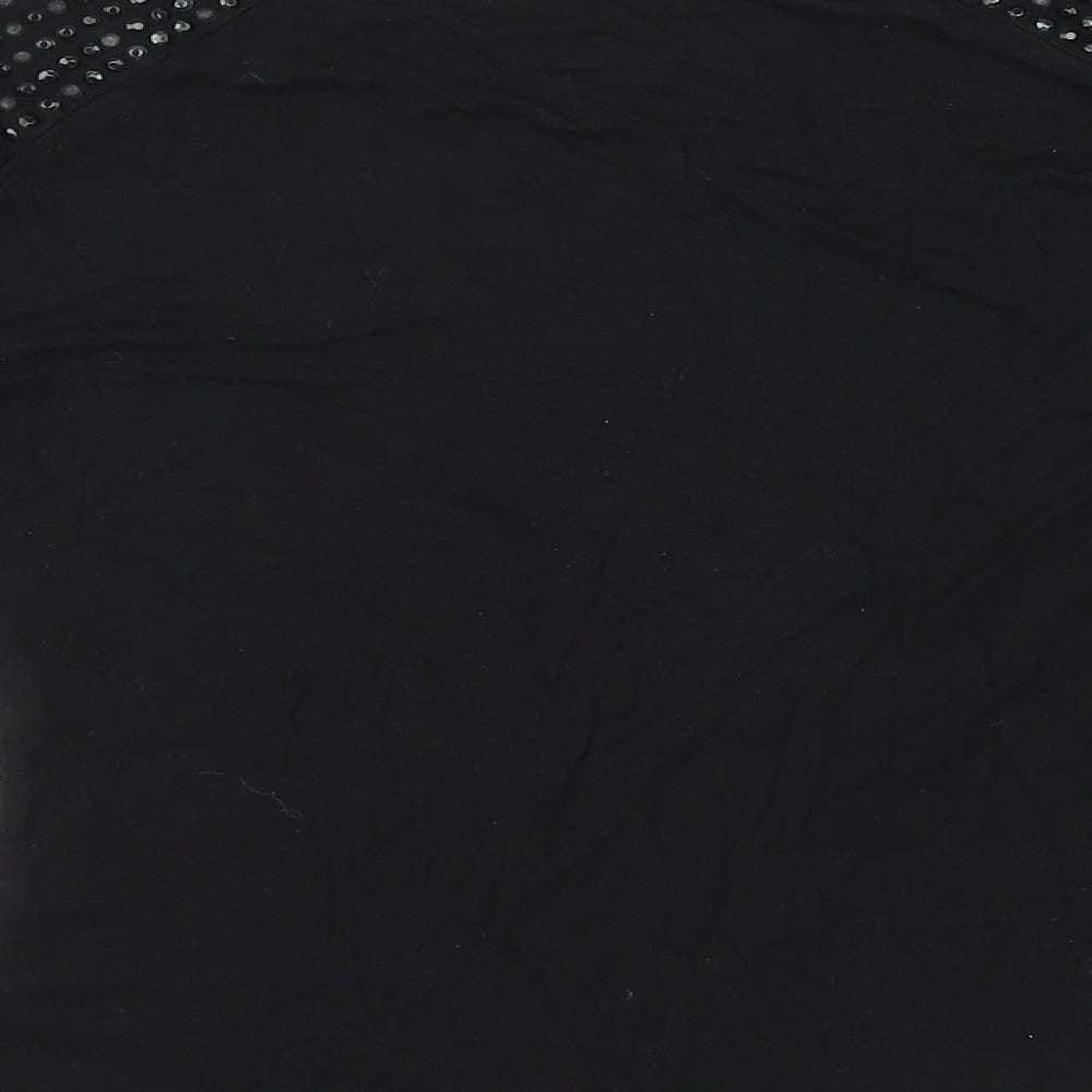 M&S Girls Black Basic Polo Size 8 Years - STUDDED SHOULDER