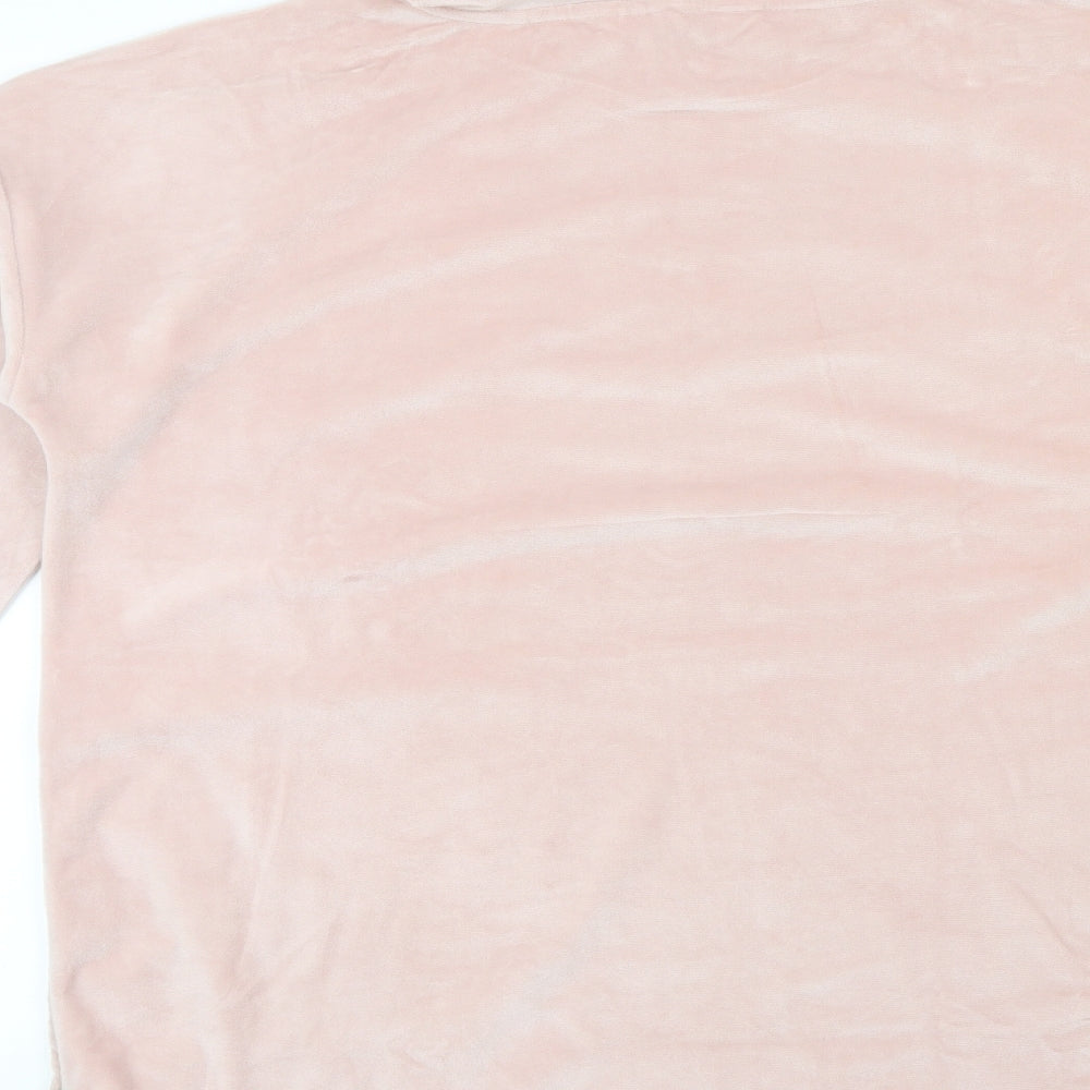 CALM WELLBEING Womens Pink Pullover Jumper Size M - Embroidered Hello Weekend