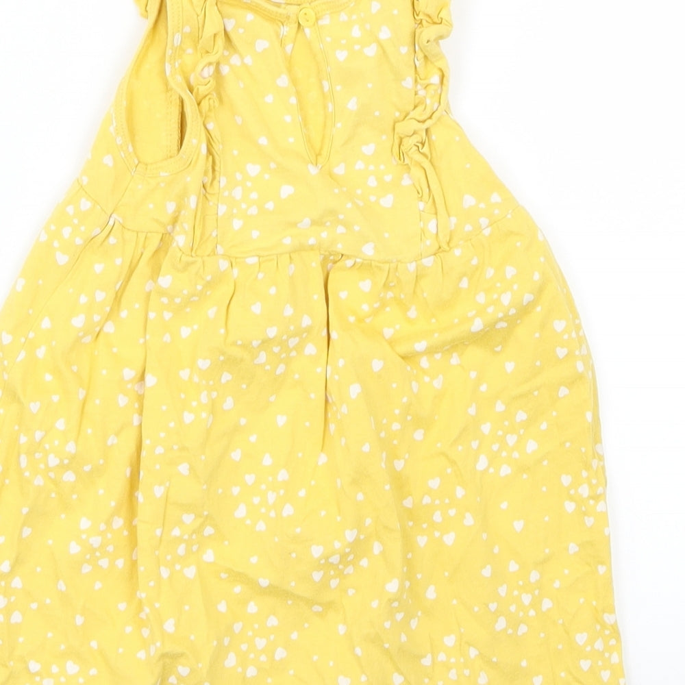 H&M Girls Yellow Geometric Shirt Dress Size 12-18 Months - Heart print