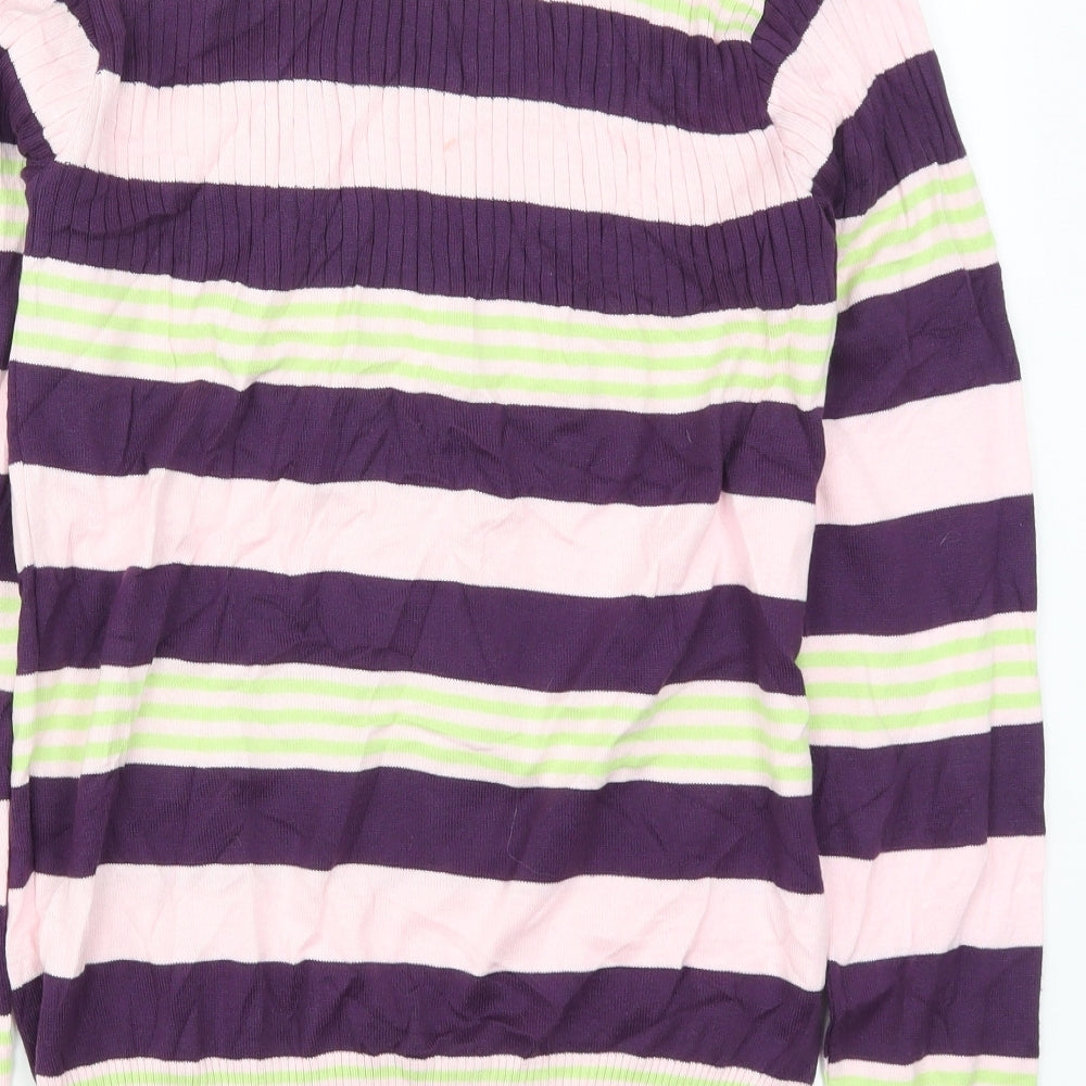 JUNK de LUXE Womens Purple Striped Pullover Jumper Size L - Pink