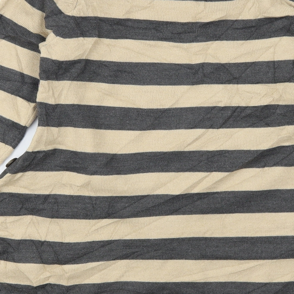 Marks & Spencer Womens Beige Striped Pullover Jumper Size 8