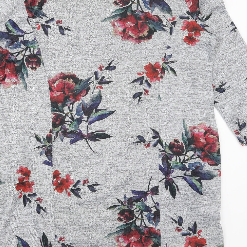 Bonmarché Womens Grey Floral Pullover Jumper Size 12