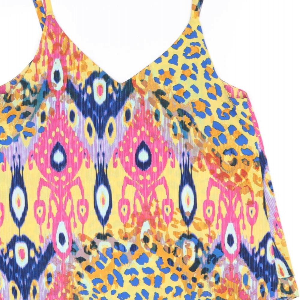 George Womens Yellow Geometric Basic Blouse Size L