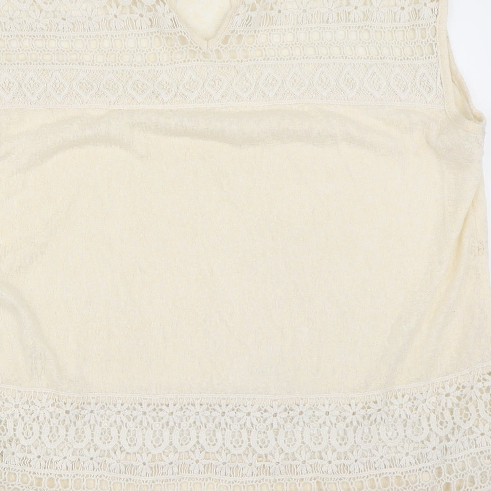 H&M Womens Ivory Basic T-Shirt Size L