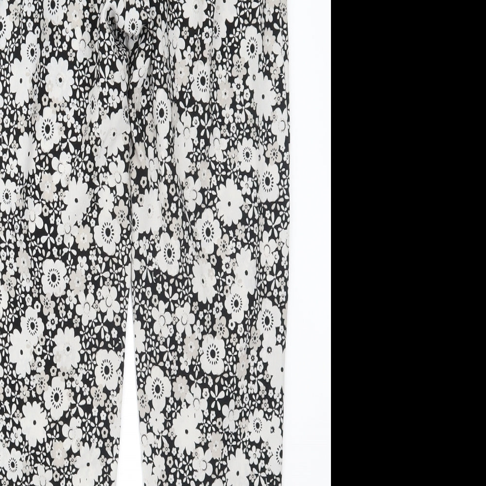 F&F Womens Black Floral Trousers Size 8 L28 in
