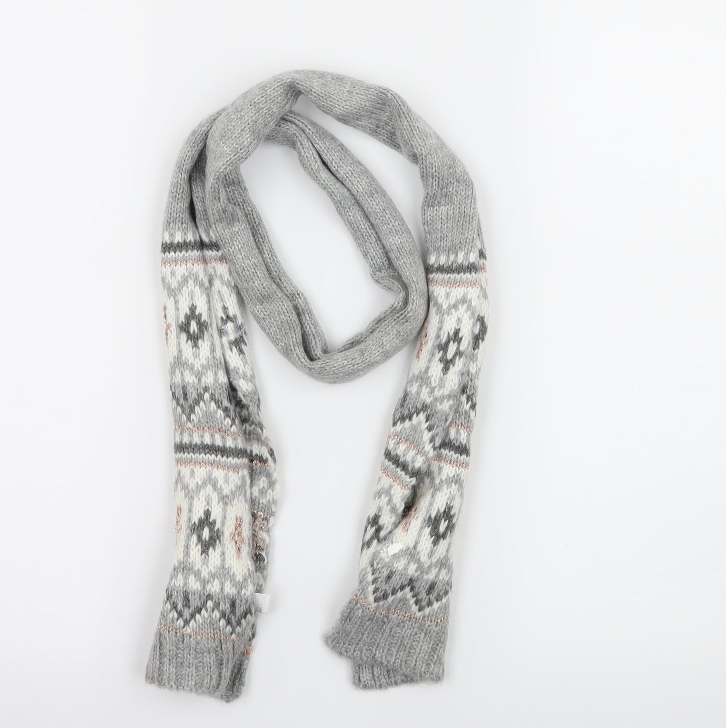 Bonmarché Womens Grey Geometric Knit Scarf