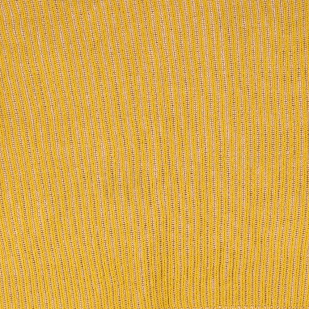 Round Womens Yellow Knit Pullover Jumper Size M