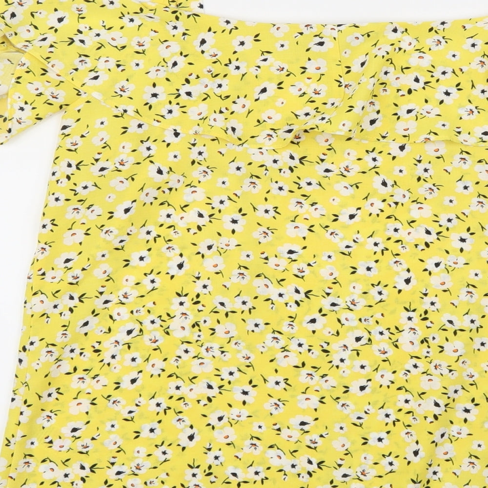 Bonmarché Womens White Floral Basic Blouse Size 10