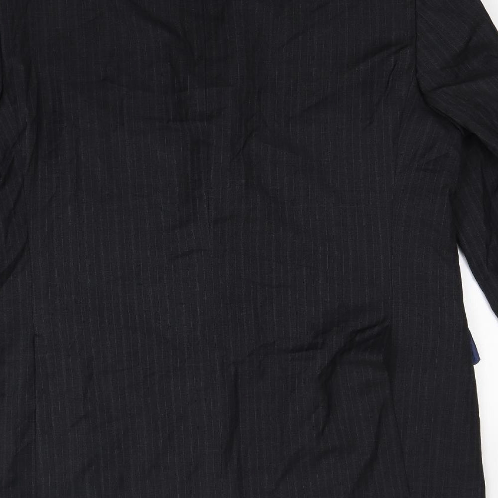 Preworn Mens Black Striped Jacket Blazer Size L