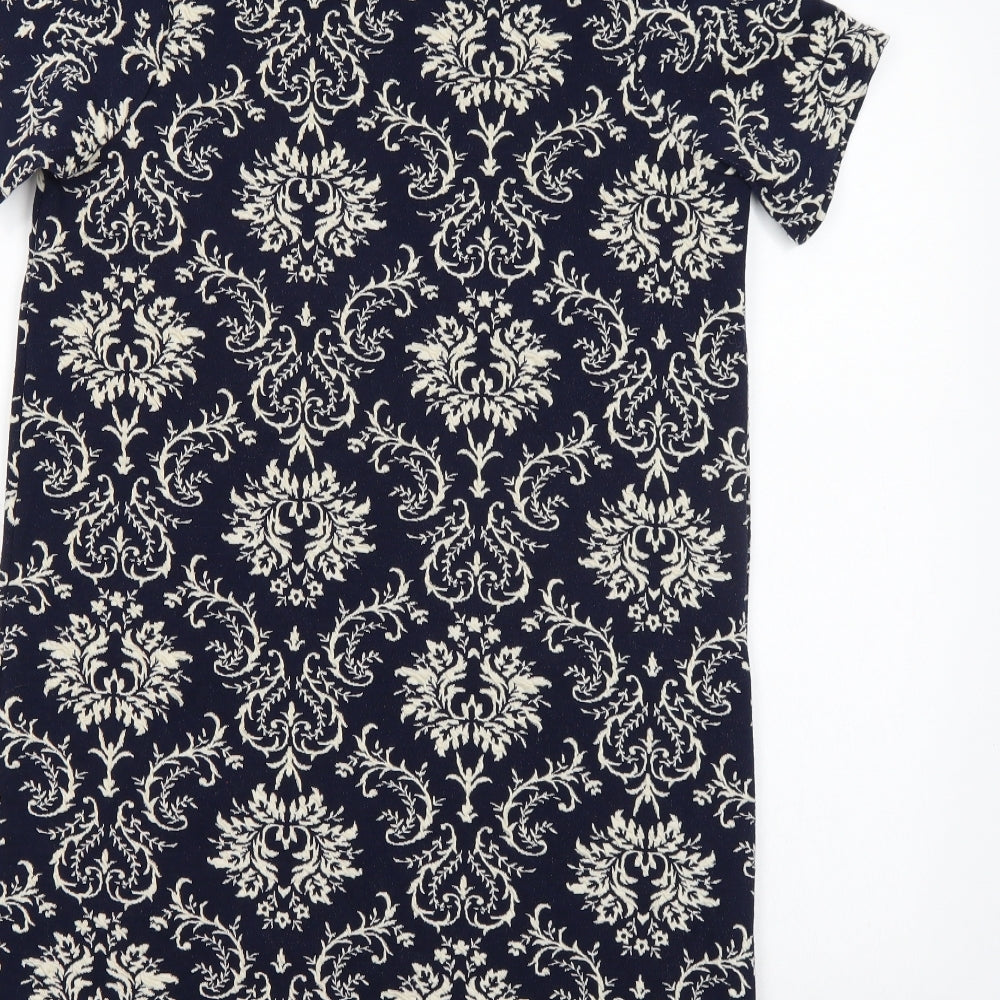 TU Womens Blue Floral Pencil Dress Size 10