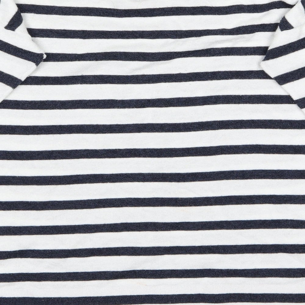 Cape Daisy Womens Black Striped Basic T-Shirt Size 8