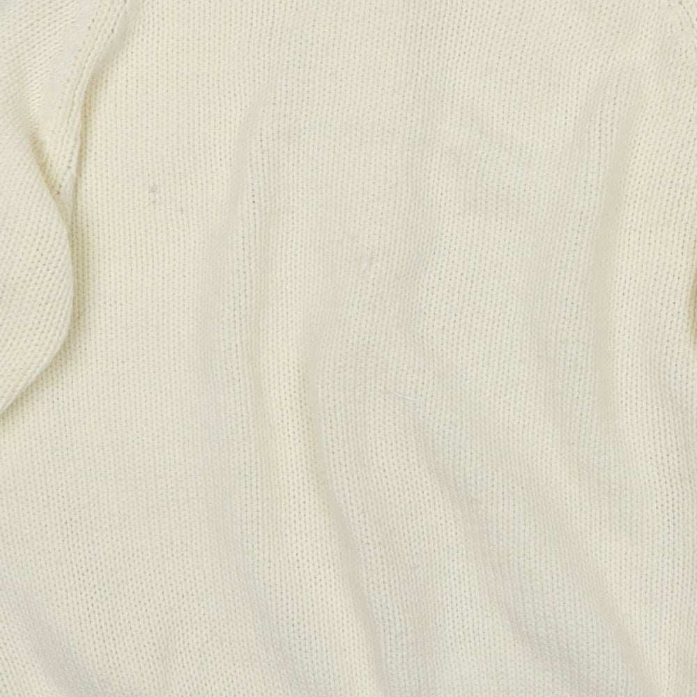 Trendy Womens White Cardigan Jumper Size M
