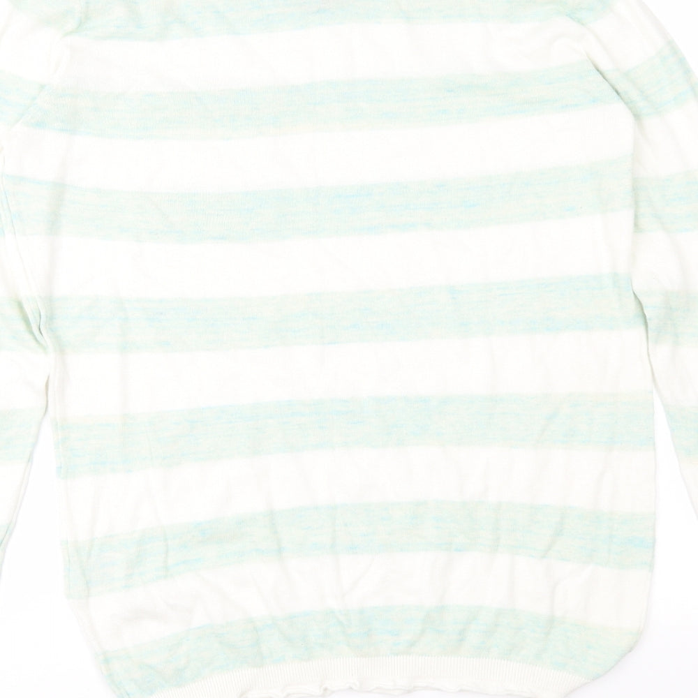 Blend Womens Green Striped Knit Pullover Jumper Size M