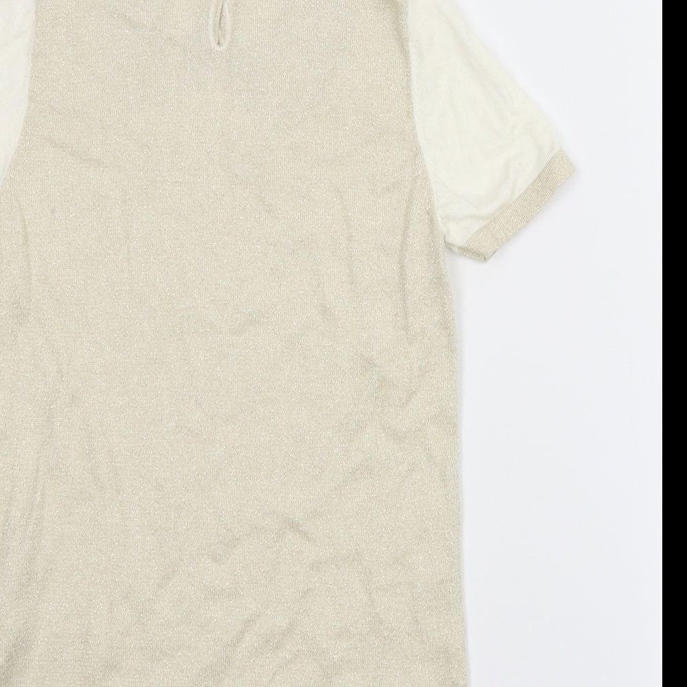 United Colors of Benetton Womens Beige Basic Blouse Size 2XS