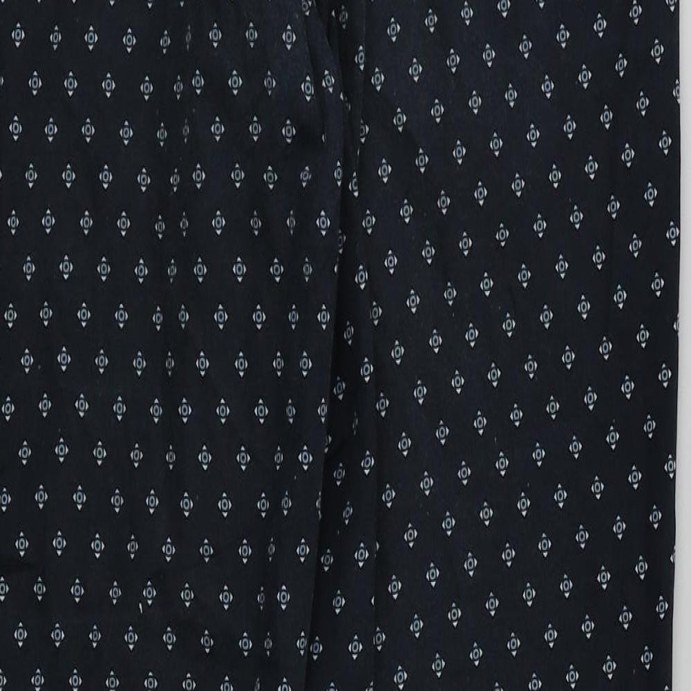H&M Womens Blue Argyle/Diamond Trousers Size 8 L26 in