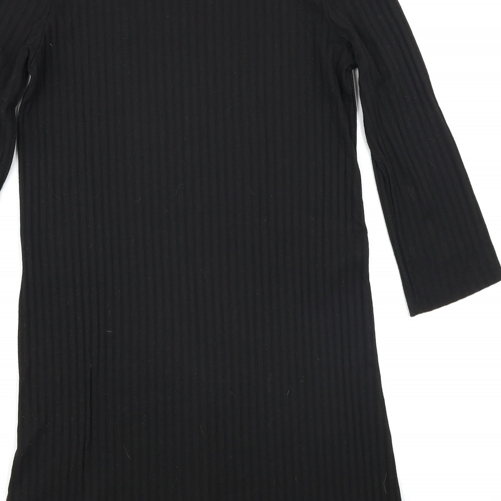 Papaya Womens Black A-Line Size S - Ribbed
