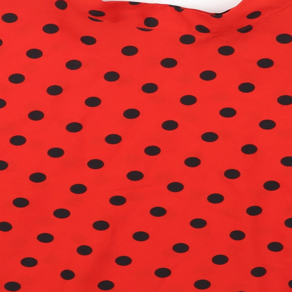 FUNNY FASHION Womens Red Polka Dot Swing Skirt One Size