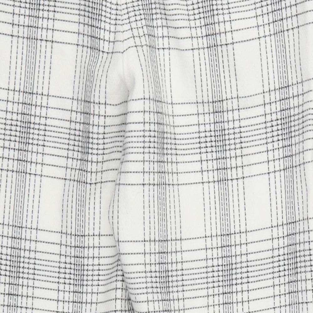 Zara Womens White Check Cropped Trousers Size S L22 in