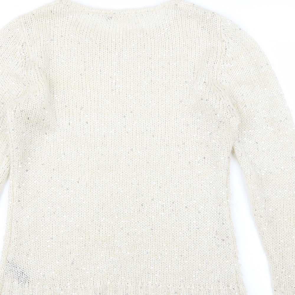 M&Co Womens Ivory Pullover Jumper Size M - sequins