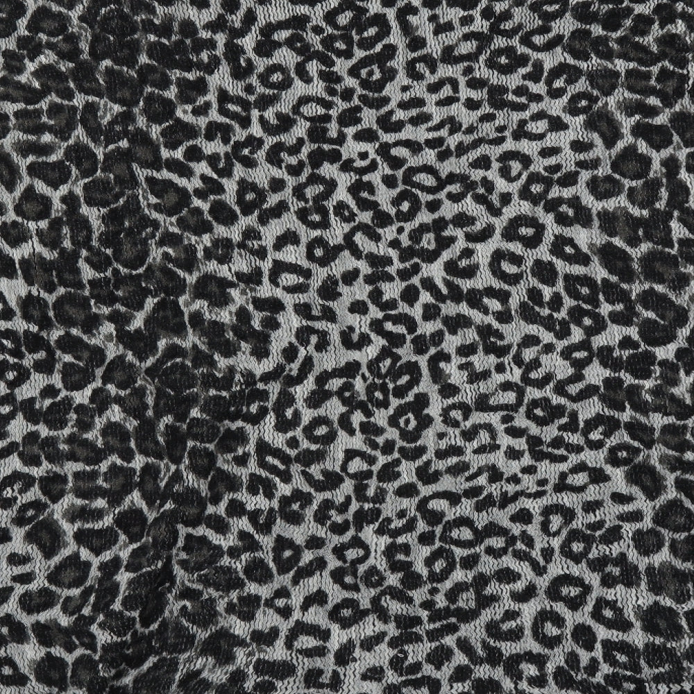 Preworn Womens Black Animal Print Cape Jumper One Size - fringe detail