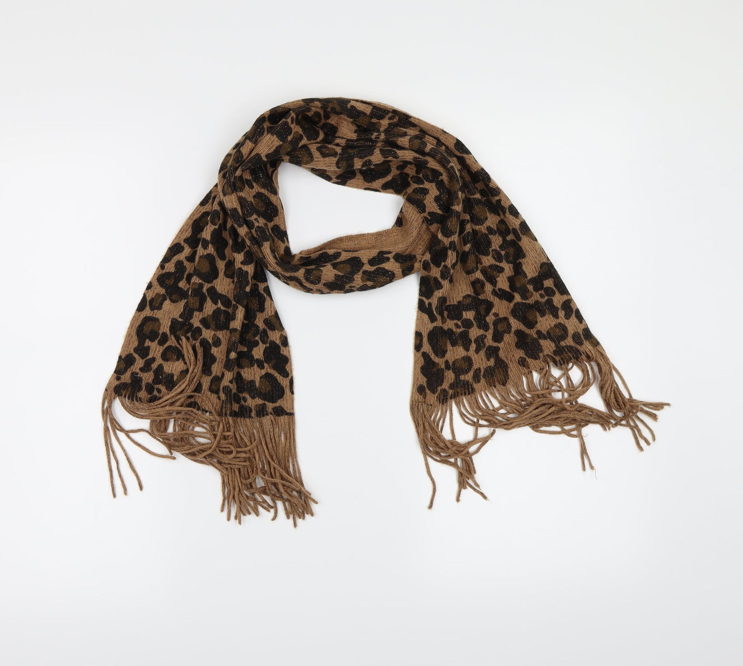 Preworn Womens Brown Animal Print Knit Scarf