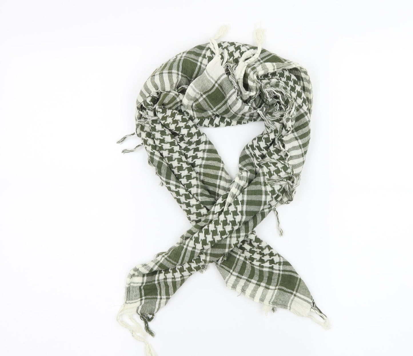 Preworn Womens Green Check Knit Scarf