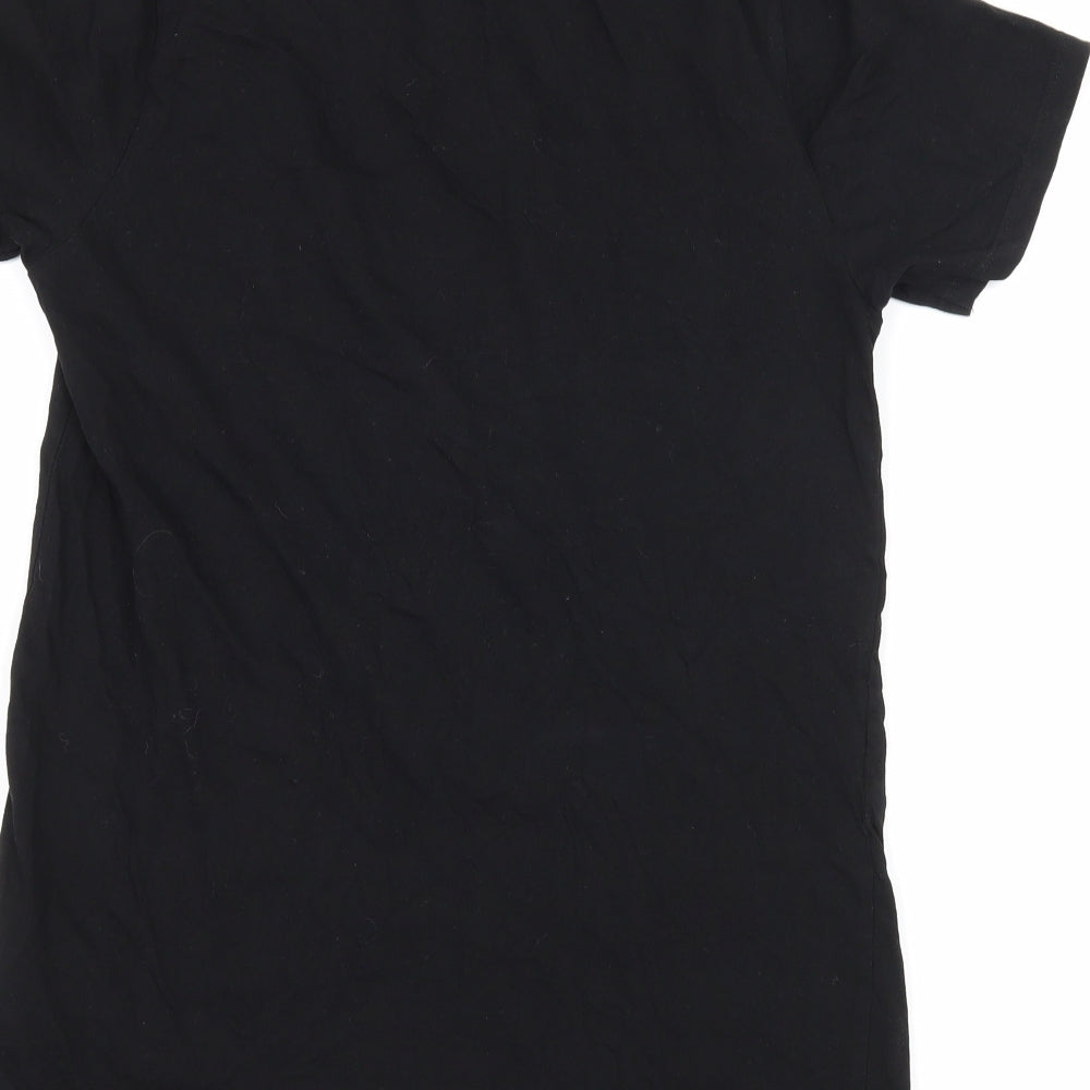 New Look Womens Black Jersey Basic T-Shirt Size 6 - Lips