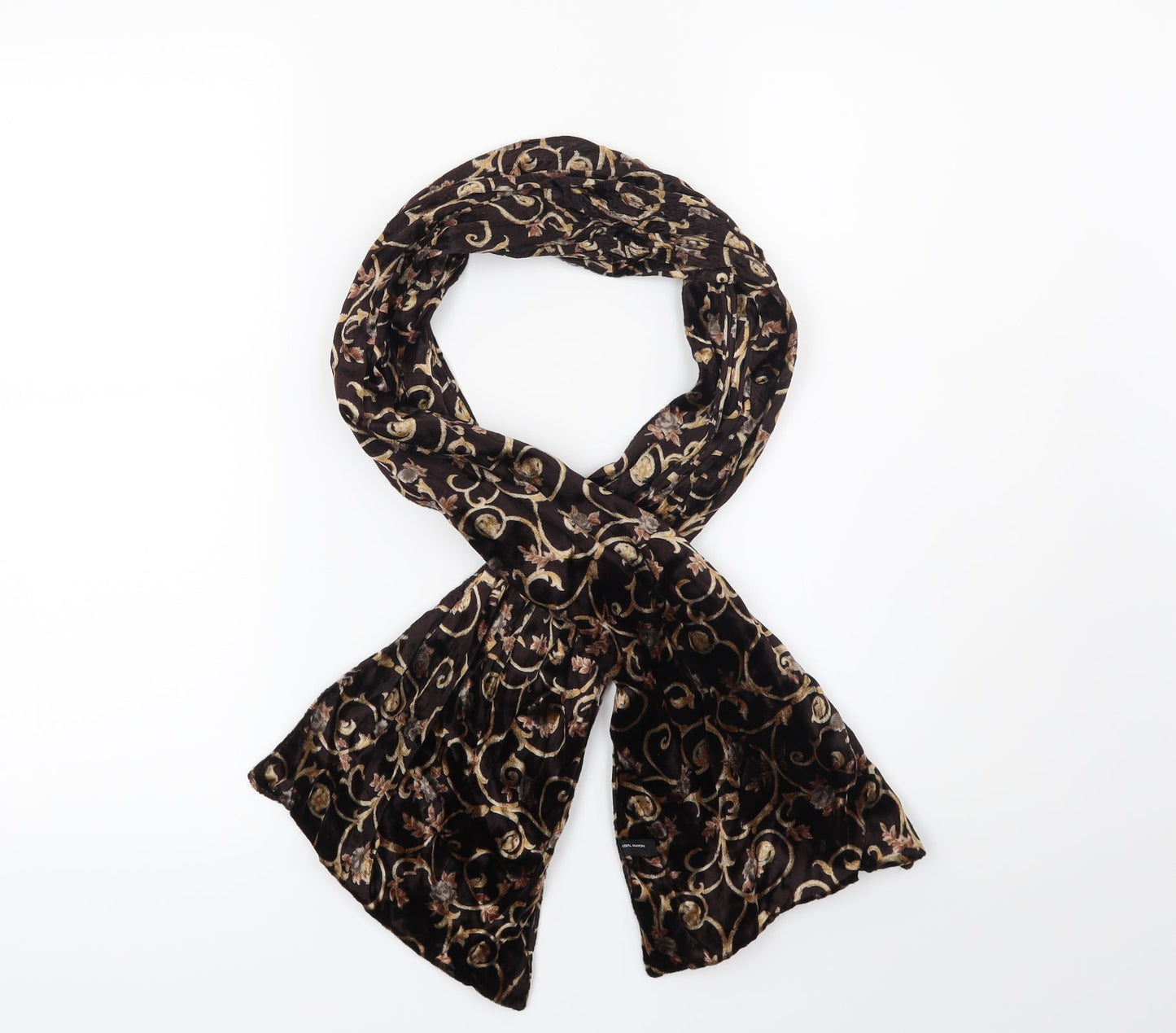 Preworn Womens Brown Floral Scarf
