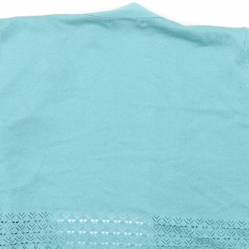 BM Collection Womens Blue Cardigan Jumper Size M