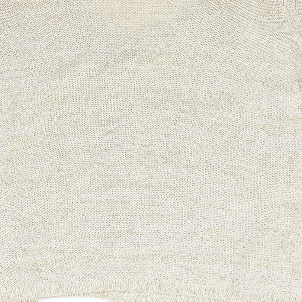 Marks & Spencer Womens Beige Knit Cardigan Jumper Size 14 - attached scarf