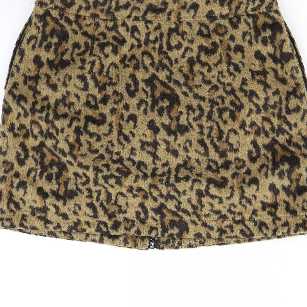 NEXT Womens Brown Animal Print Mini Skirt Size 10