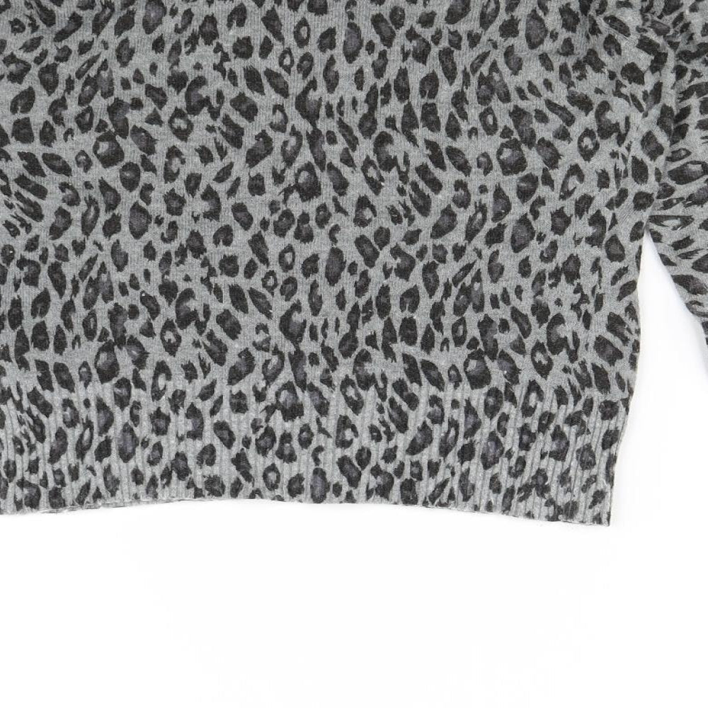 Divided Womens Grey Animal Print Cardigan Jumper Size 8