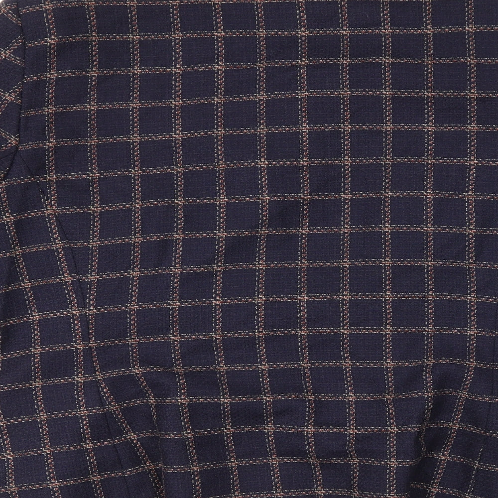 EWM Womens Blue Check Jacket Suit Jacket Size 14