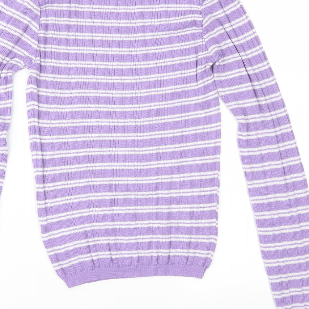 Primark Womens Purple Striped Knit Pullover Jumper Size XS