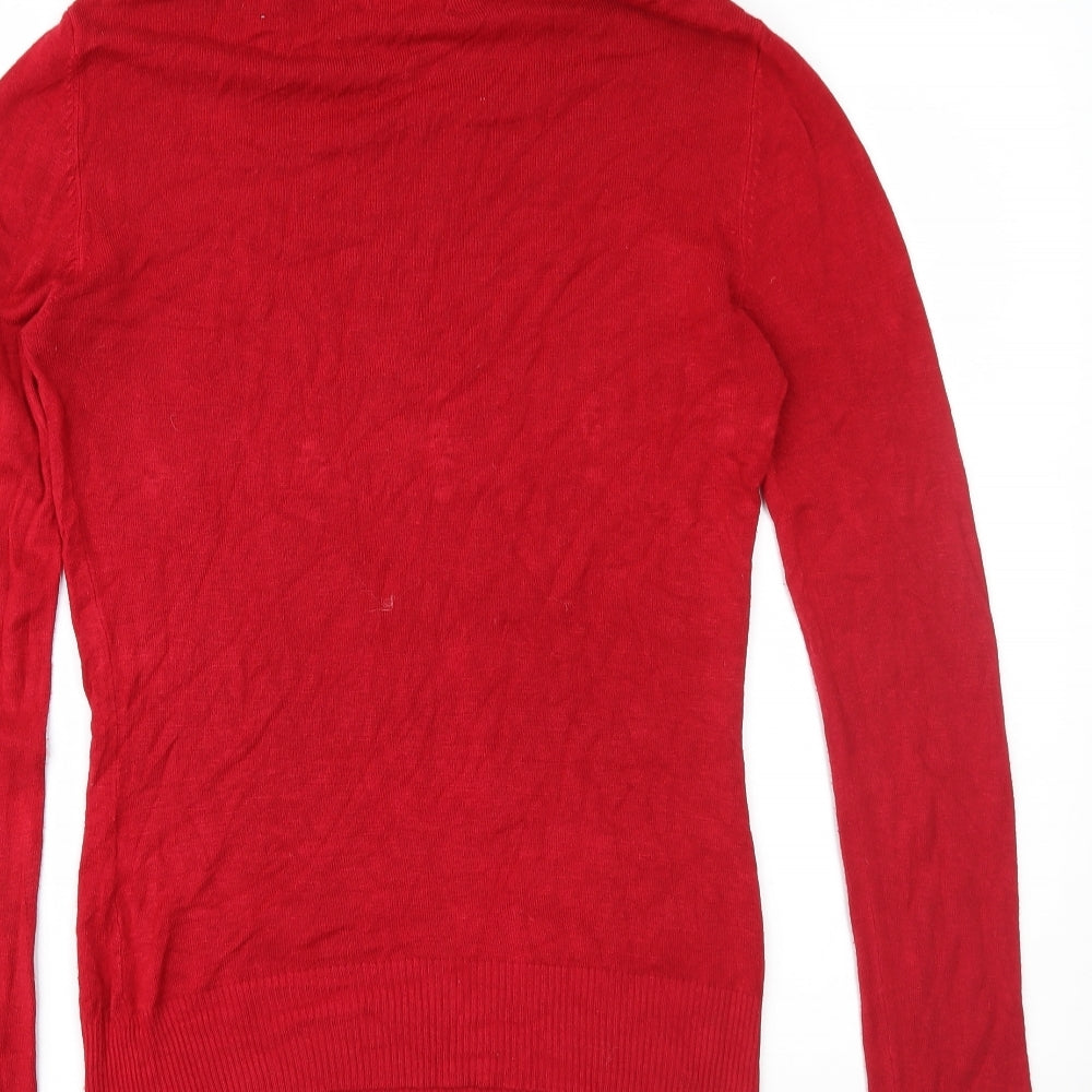 R+B Womens Red Knit Pullover Jumper Size M