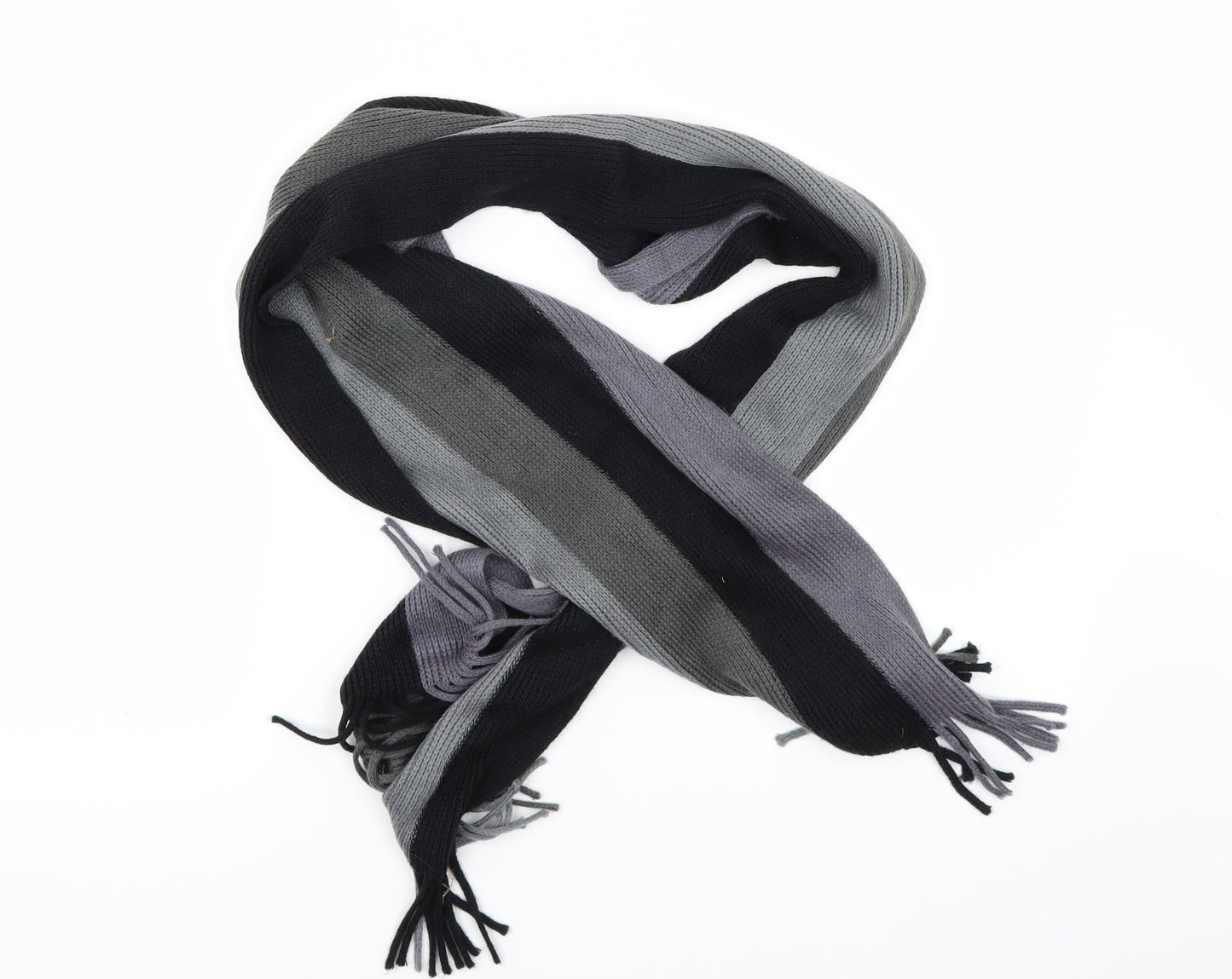 Preworn Mens Black Striped Scarf One Size