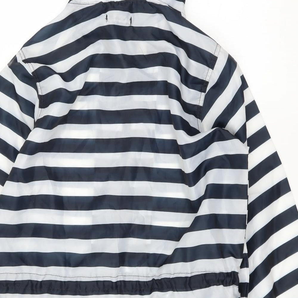 Roman Womens Blue Striped Rain Coat Jacket Size S