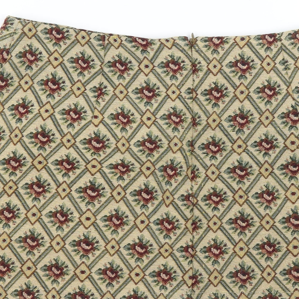 creative design industries Womens Beige Floral A-Line Skirt Size 30 in