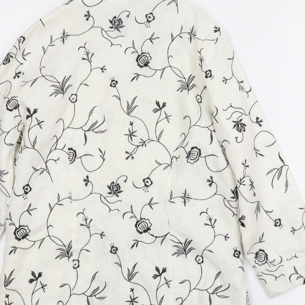 Anne Carson Womens White Floral Basic Blouse Size M