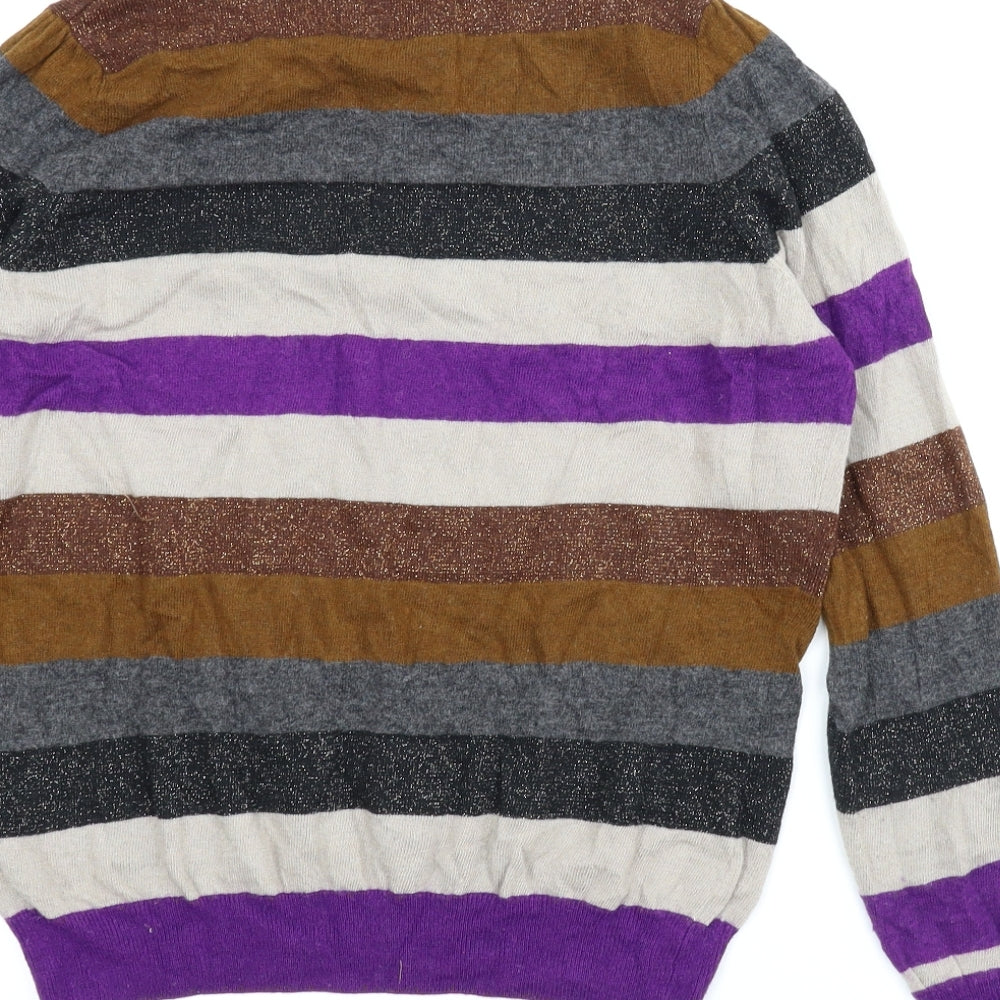 B. Young Womens Multicoloured Striped Pullover Jumper Size L