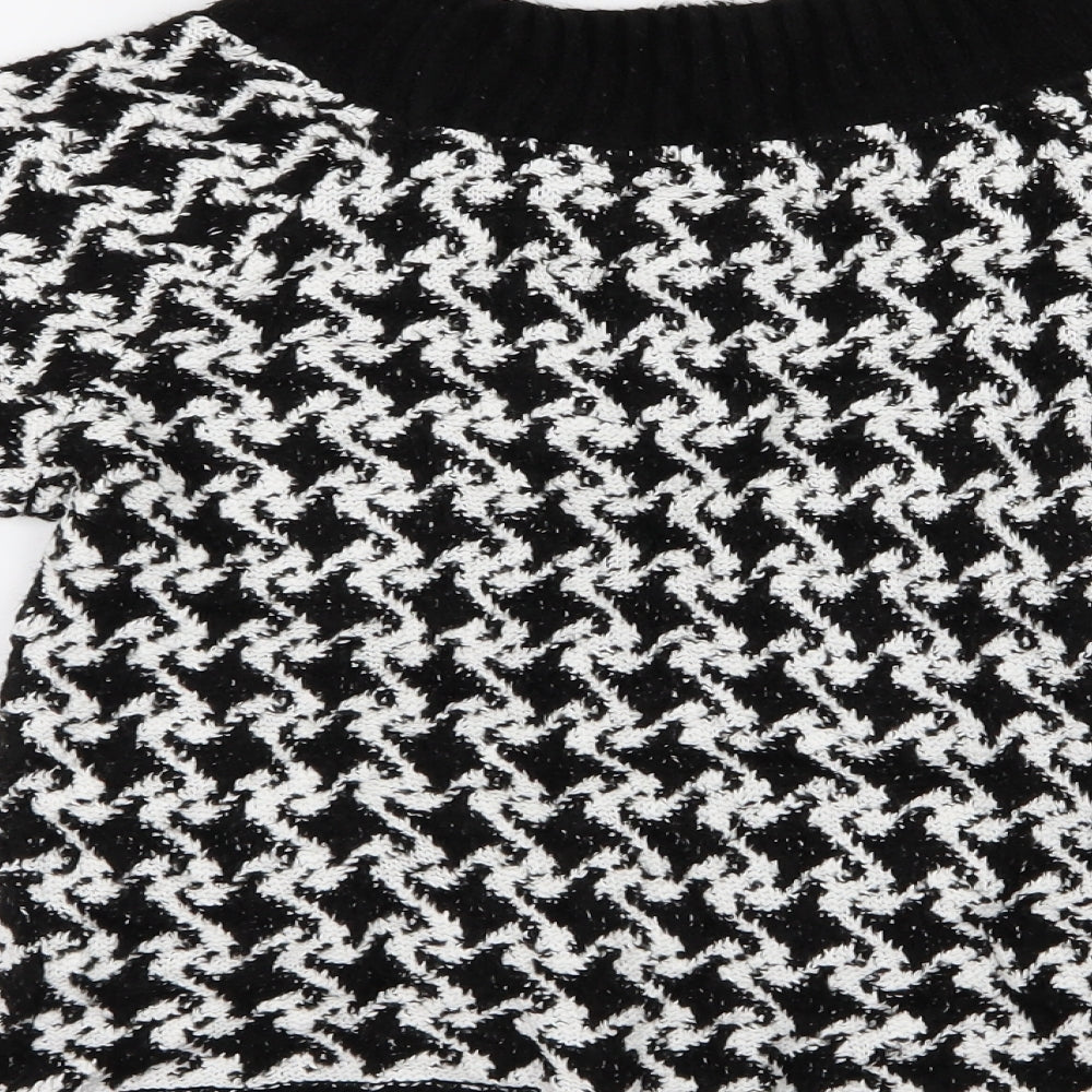 M&Co Womens Black Geometric Knit Pullover Jumper Size XS