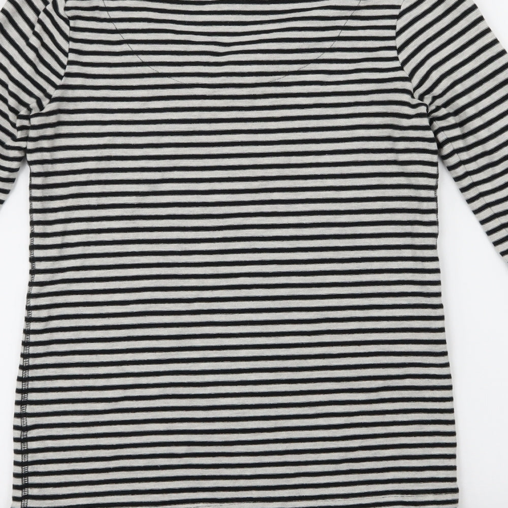 NEXT Womens Black Striped Basic T-Shirt Size 6